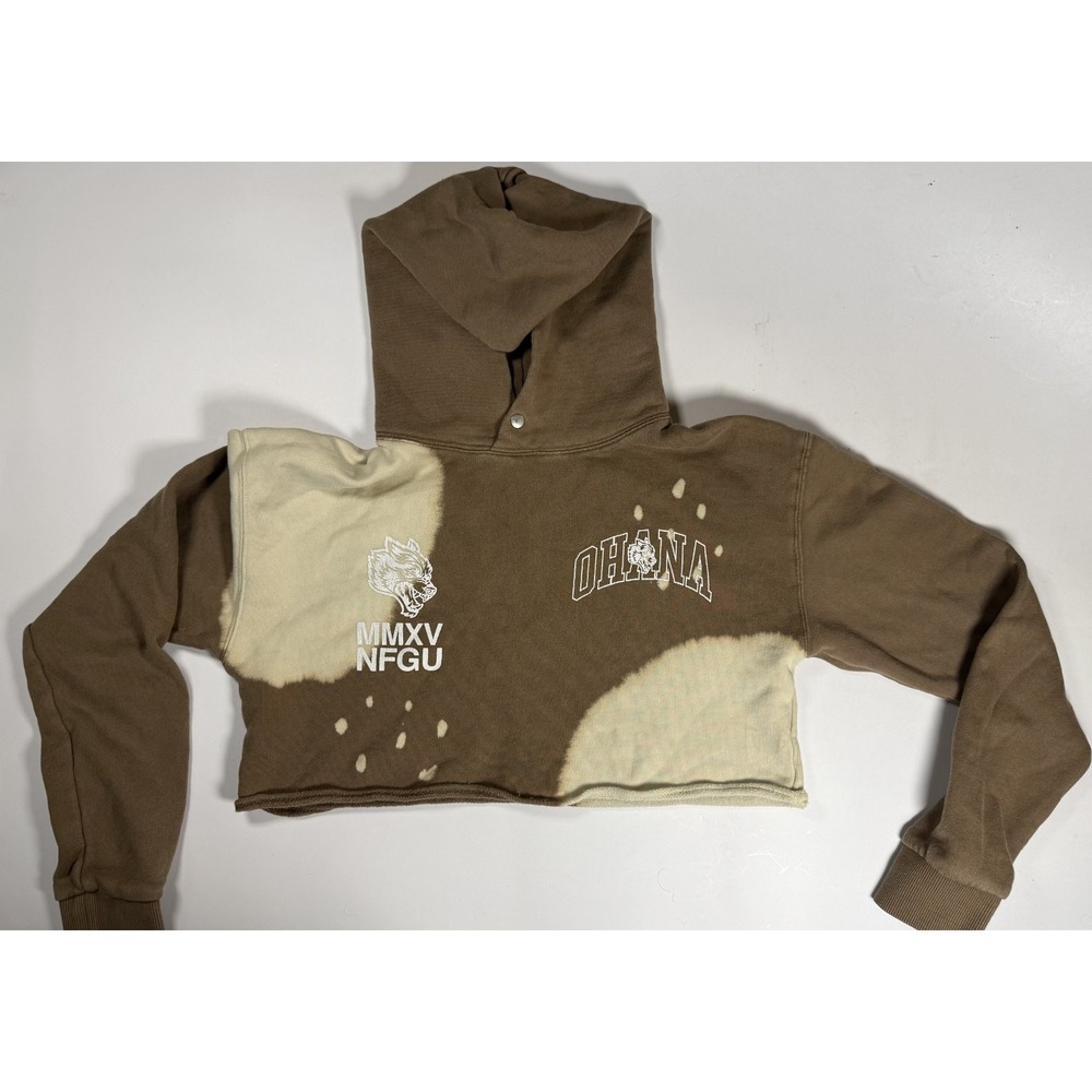 DHNA Cropped Wolves Forever Hoodie Women's Size XS Brown - Picture 2 of 13